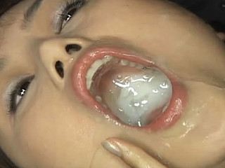 Nanami Nanase in nasty bukkake clip with blowjobs  cumshots  masturbation  cum eating  cum drinking  cum on food and all over her face.